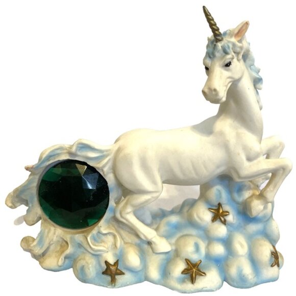 Other - Ceramic Unicorn statue with Green Jewel Stone Green 6x5 Stone is Plastic